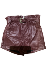 Burgundy leather shorts