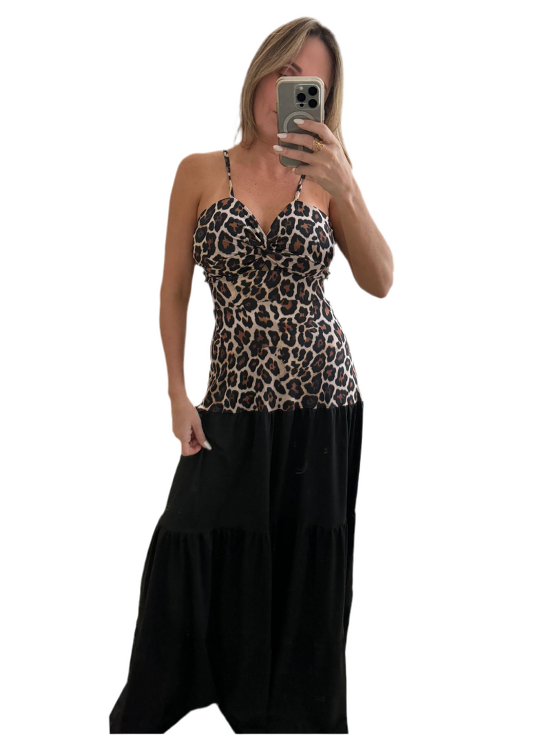 Leopard & Black Maxi Dress