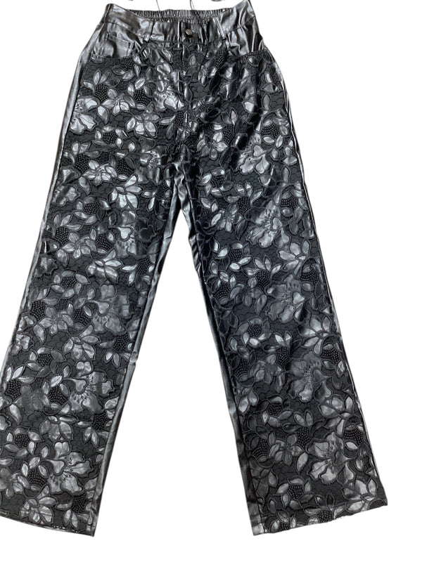 Black Faux Leather Vest & Pants Set