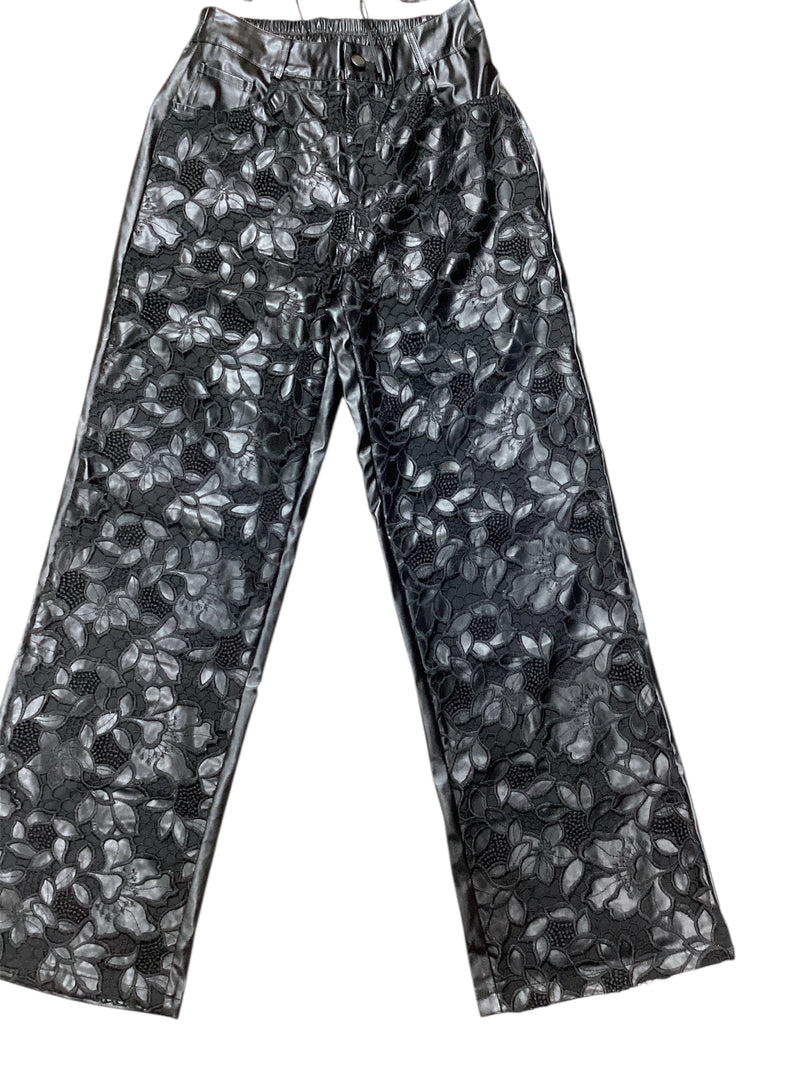 Black Faux Leather Vest & Pants Set