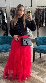 Red tulle skirt