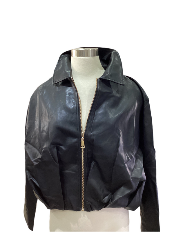 Faux Leather Bomber Jacket