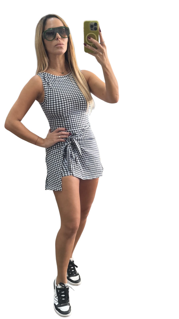 Sleeveless Wrap Tie Front Romper Dress