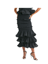 Ruffle Tube Top And Ruffle Tiered Midi Skirt Set