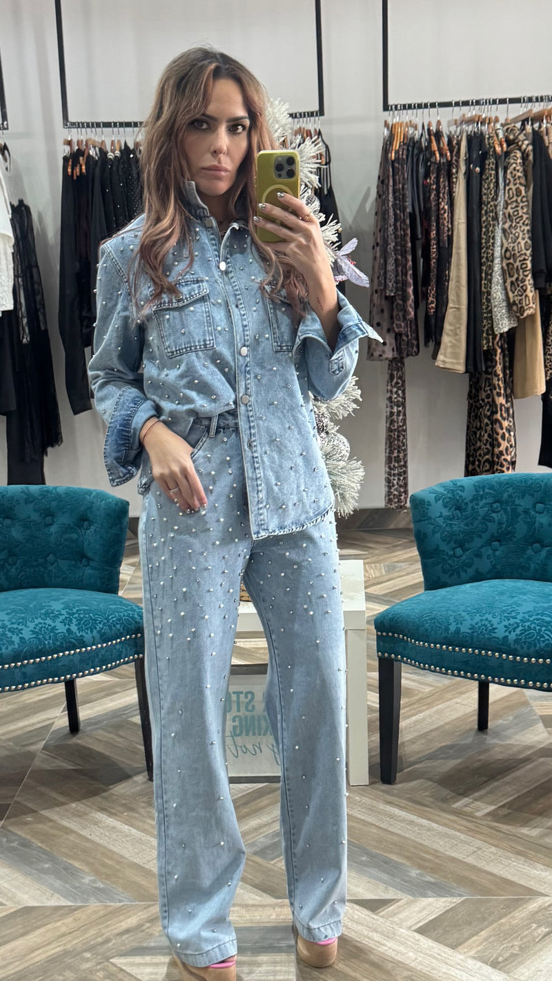 Rhinestone Pearl Set