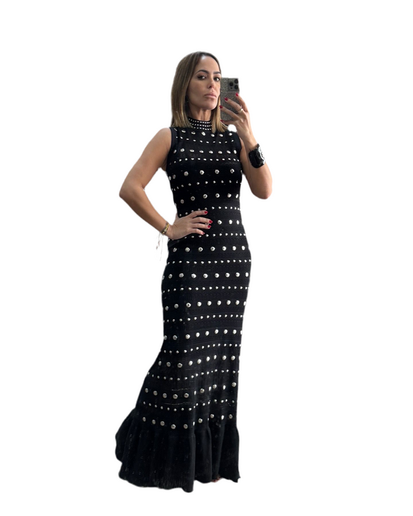 Pre Order Black Stud Long Dress