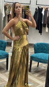 Metallic Gold Maxi Dress