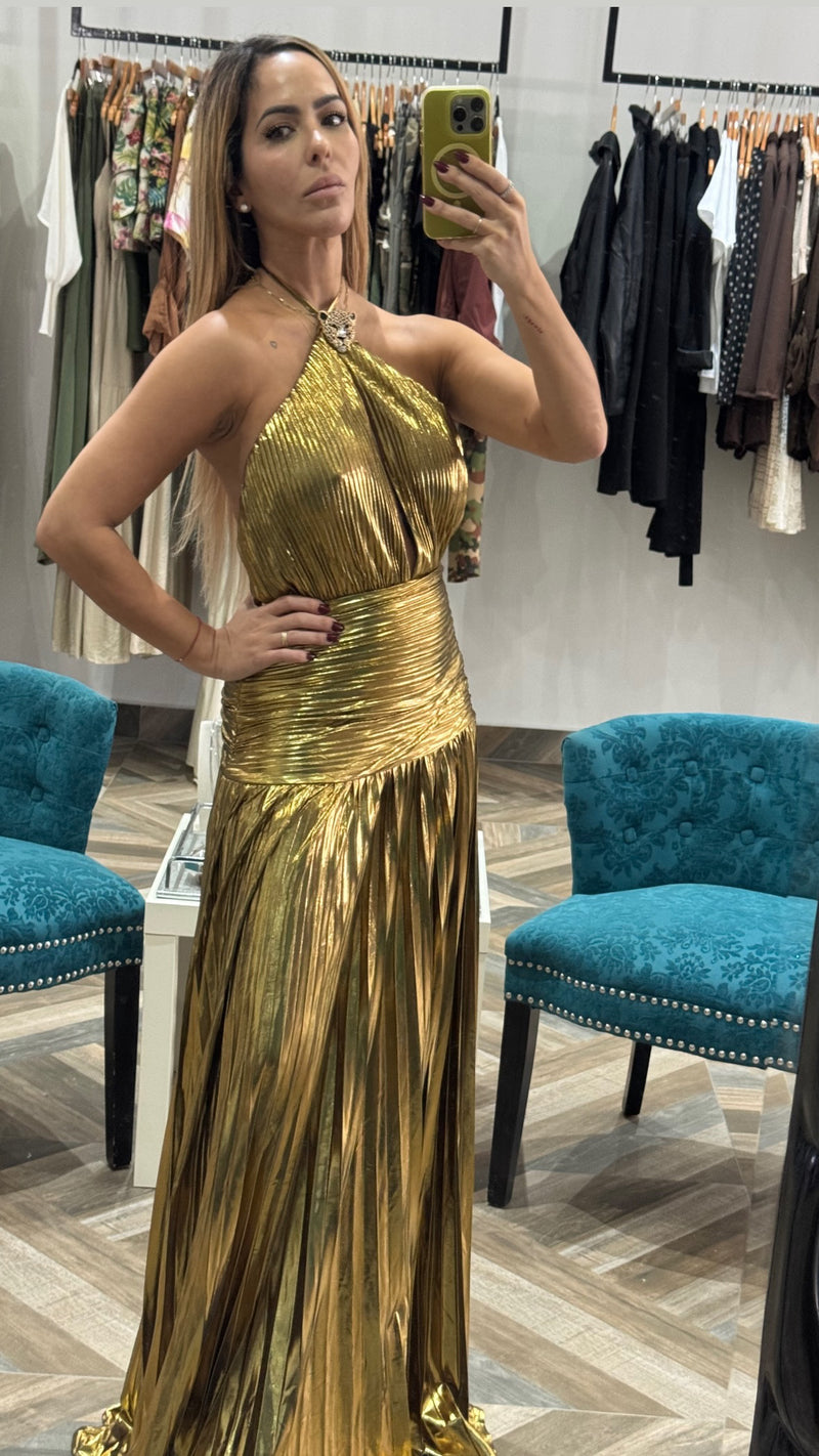 Metallic Gold Maxi Dress