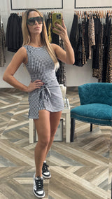 Sleeveless Wrap Tie Front Romper Dress