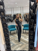 Black Faux Leather Vest & Pants Set