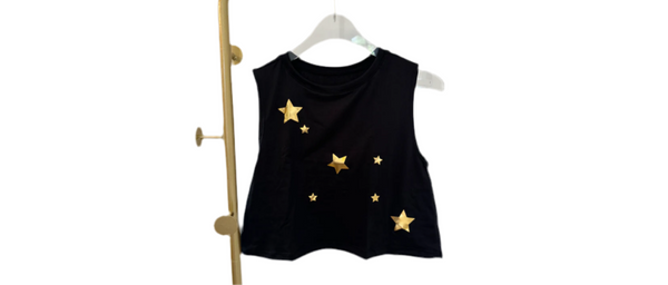 Black & White With Gold Stars Top