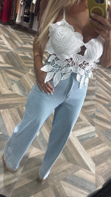 Lara Stripe Denim Rhinestones Jeans