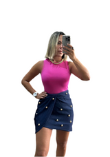 Denim stud mini skirt