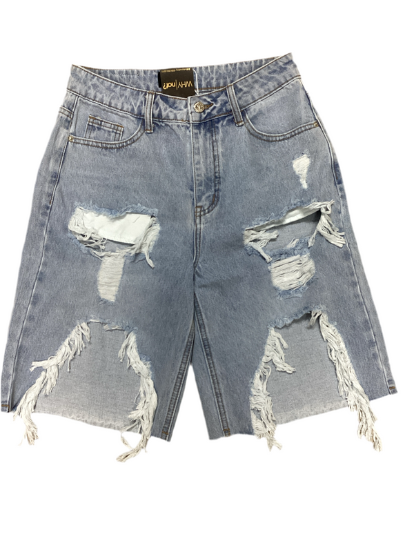 Ripped Denim Bermuda