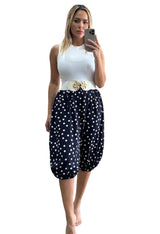 Bermuda balloon navy & white polka dot