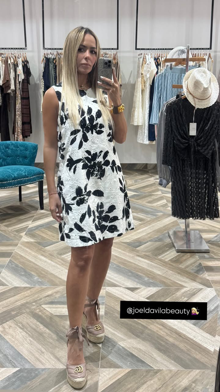 Side Buttons Mini Shift Dress
