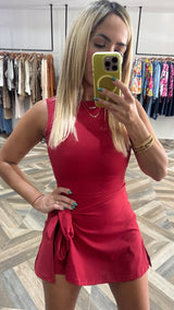 Sleeveless Wrap Tie Front Romper Dress PREORDER