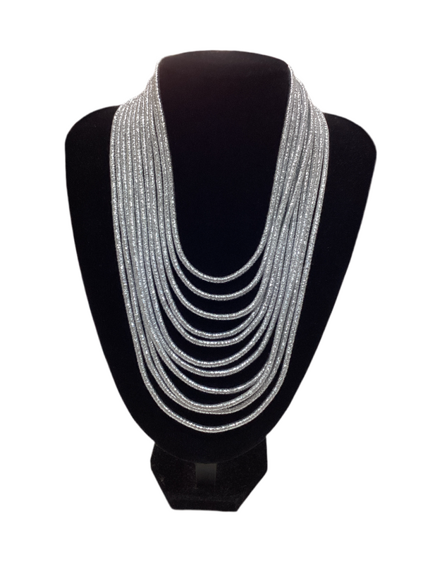 Long Silver Metallic Necklace