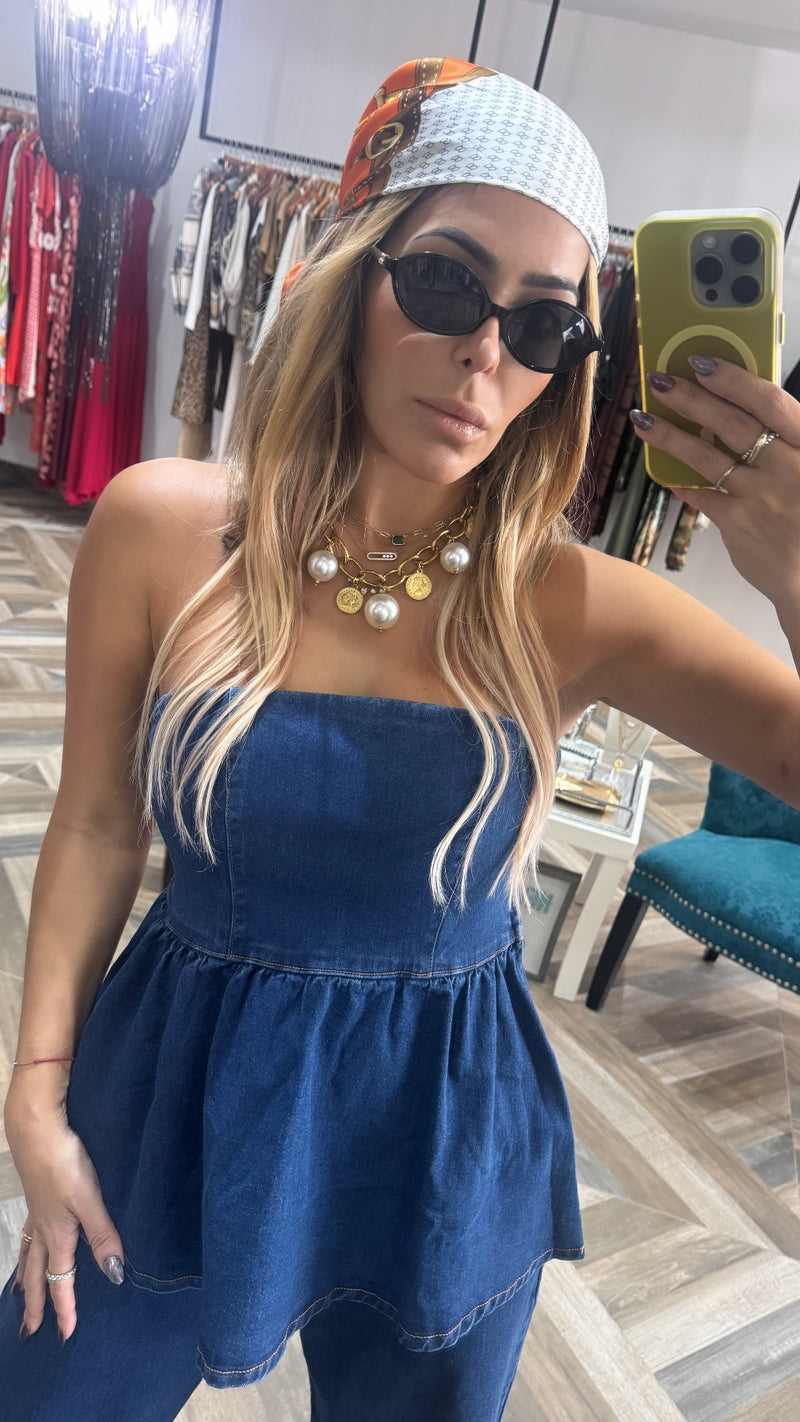 Peplum Denim Set