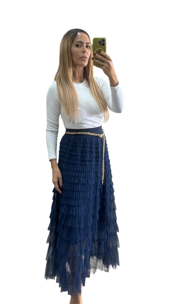 Navy Tulle Skirt