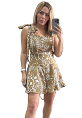 Floral Embroidery Tie-strap Romper