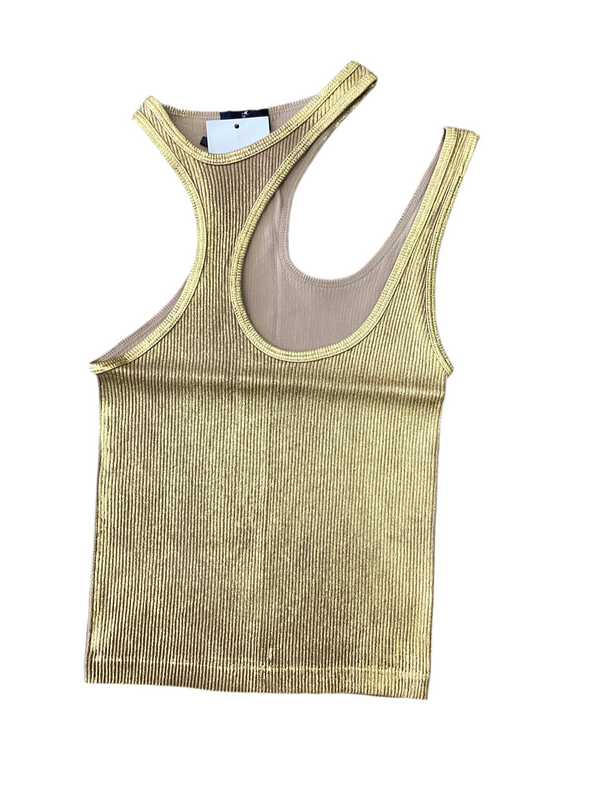 Fitted Metallic Tank Top