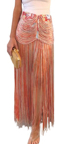 Coral Summer Fringe Skirt