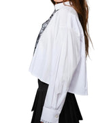 Pre Order-White Blouse With Lace Tie