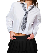 Pre Order-White Blouse With Lace Tie
