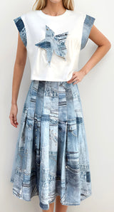 Jean Print Skirt