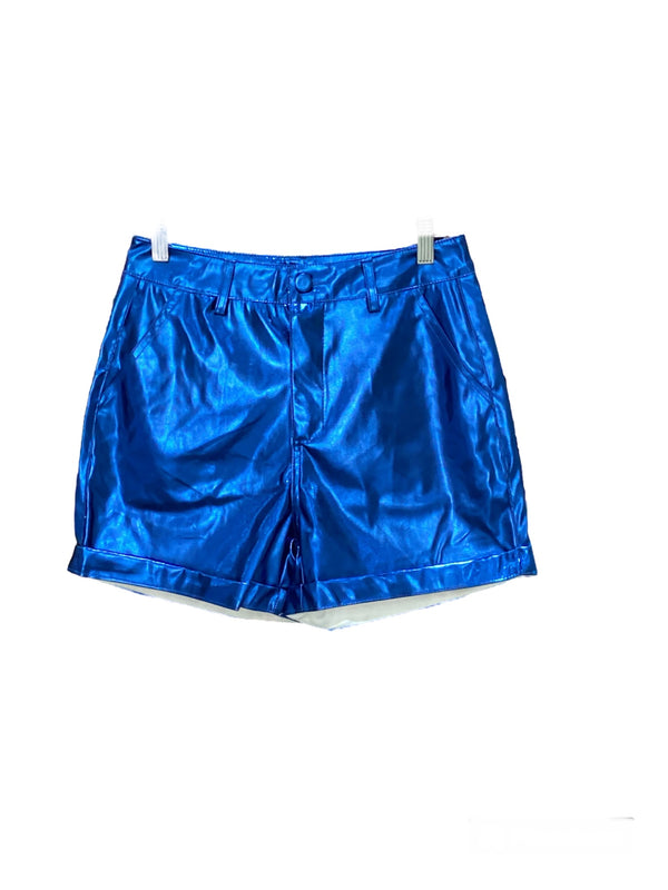 Blue metallic short