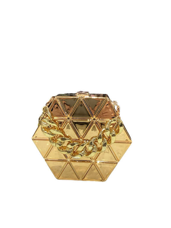 Metallic hexagon purse