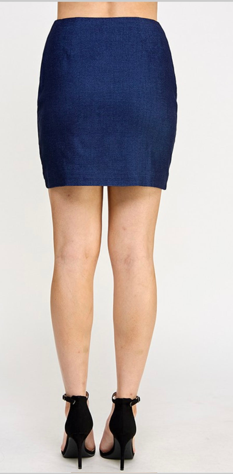 Denim stud mini skirt