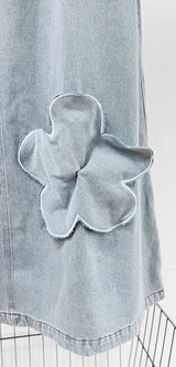 Denim A-Line Midi Skirt