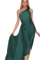 One shoulder cut-out green midi dress