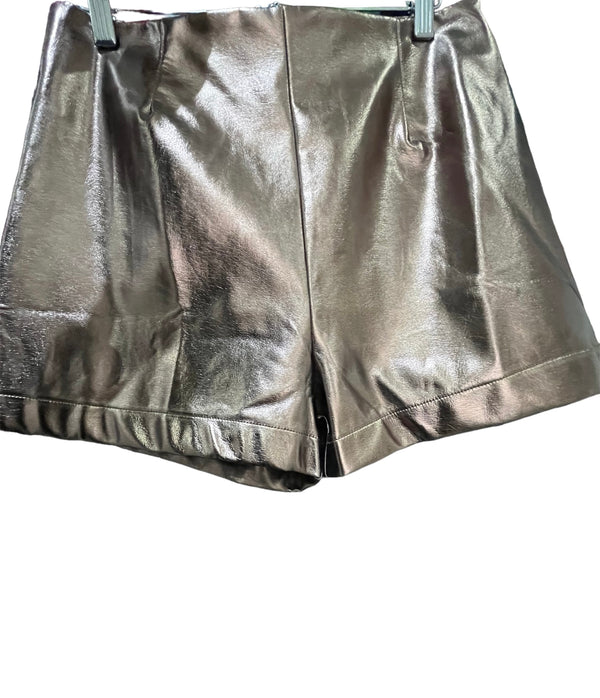 Metallic Bronze pleather shorts