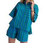 Collar Neck Button Down Shirt Set