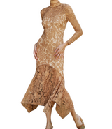 Floral Lace Mock Neck Midi Dress