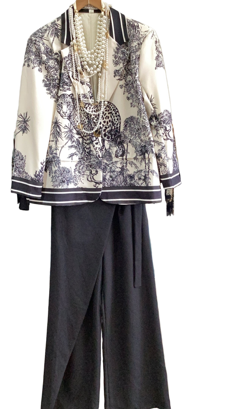 Black Animal Print Blazer
