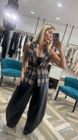Black Pleather Barrel Pants