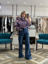 Bow Neck Stripe Top