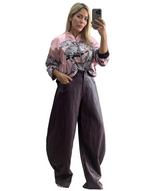 Burgundy Pleather Barrel Pants