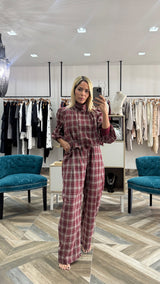 Plaid Bomber Jacket & Pants Set
