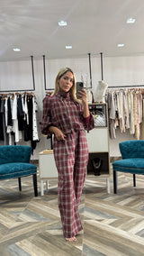 Plaid Bomber Jacket & Pants Set