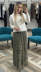 Olive Tulle Skirt