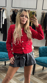 Sele Contrast Collar Stripe Tweed Jacket