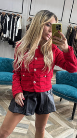 Sele Contrast Collar Stripe Tweed Jacket