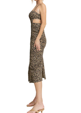 Leopard Print Cutout Button-front Midi Dress
