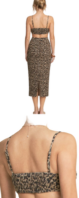 Leopard Print Cutout Button-front Midi Dress