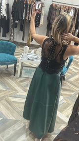 Contrast Lace-up Floral Sheer Corset Vest